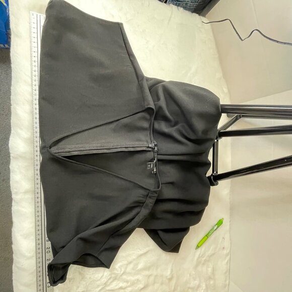 Express Womens Pitch Black V-Neck Jumpsuit Tie Waist SS Elegant $98 NEW Classic - Picture 5 of 10